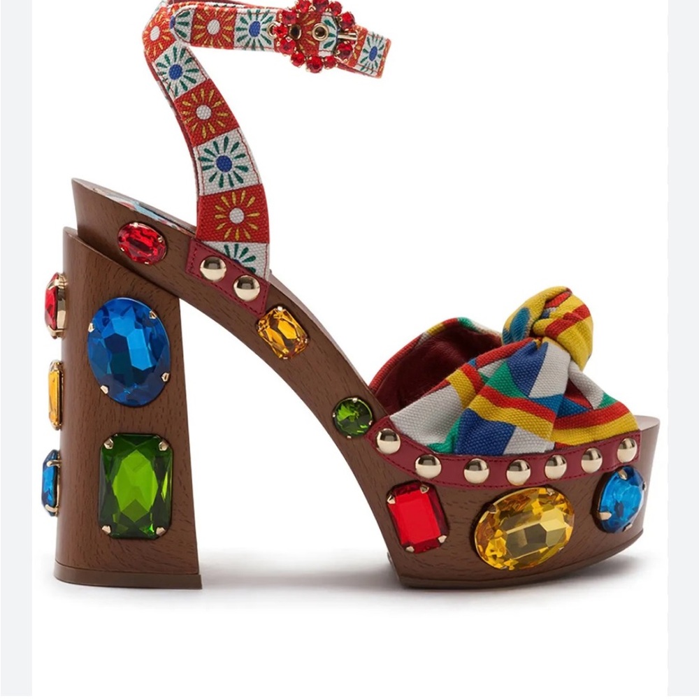 ISO -In Search of Dolce & Gabbana Multicolor Gem Platform Sandals-Size 38 or 37